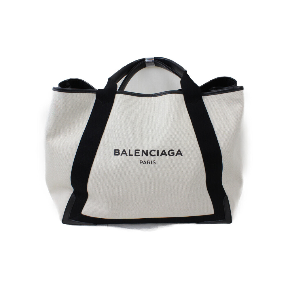 Balenciaga Canvas Black White Cabas Navy Blue Bag Tote - Picture 2 of 7